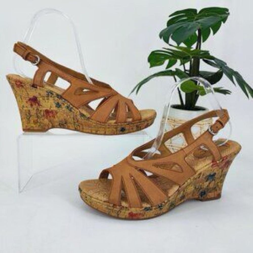 BOC Tan Wedge Sandals